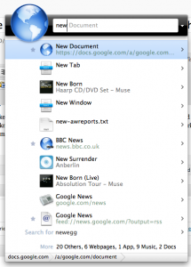 Creating a new Google Doc with Quick Search Box